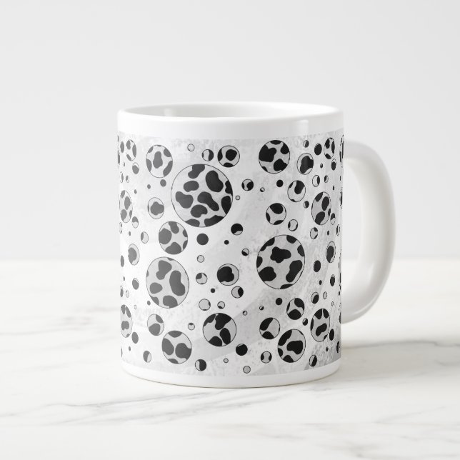 Caneca De Café Grande Bolinhas Dalmática Preta e Branco (Frente Esquerda)