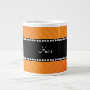 Caneca De Café Grande bolinhas laranja de nome personalizado
