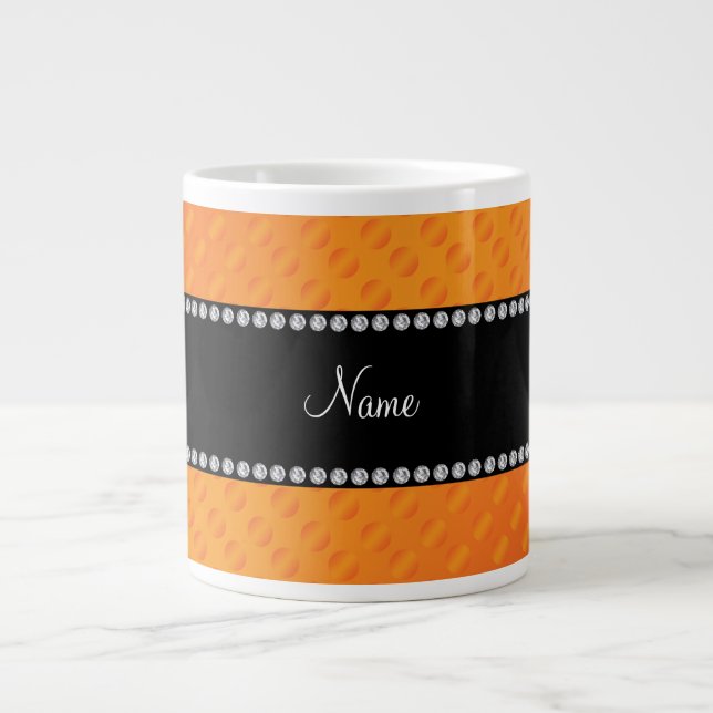 Caneca De Café Grande bolinhas laranja de nome personalizado (Frente)