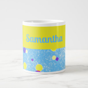 Caneca De Café Grande Bolinhas personalizadas alegres em azul-jumbo