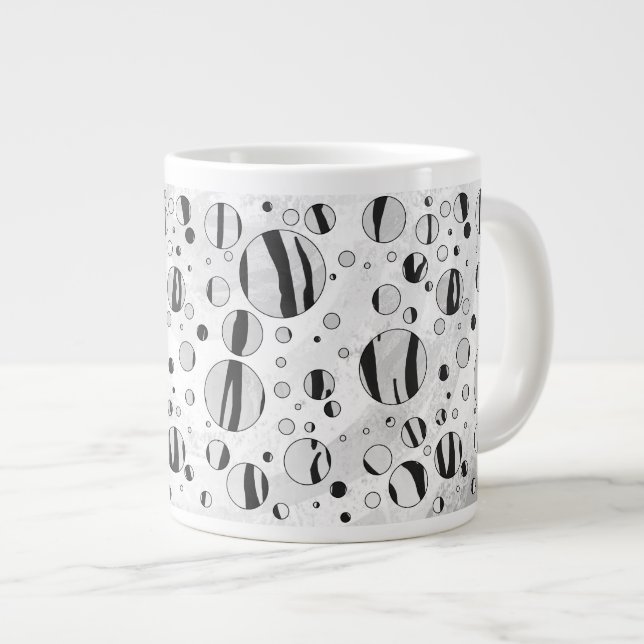 Caneca De Café Grande Bolinhas Tigre Preto e Branco (Frente Esquerda)