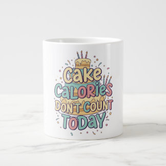 Caneca De Café Grande Bolo de Aniversário Divertido - Calorias Não Conta