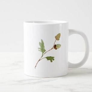 Caneca De Café Grande Bolotas e Folhas de Carvalho  
