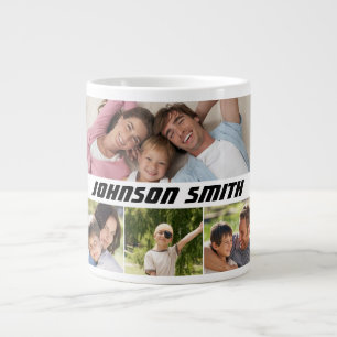 Caneca De Café Grande Bolsa de Eletrônicos com Colagem de Fotos da Famíl
