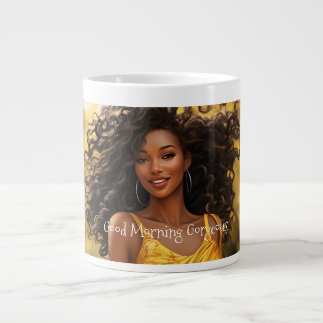 Caneca De Café Grande Bom dia, belo Jumbo Mug (Frente)