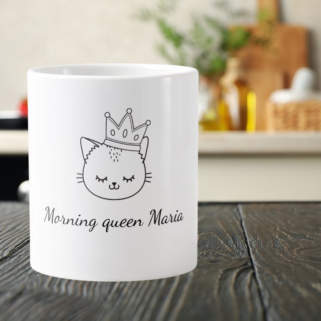 Caneca De Café Grande Bom dia Rainha personalizável Mug (Criador carregado)