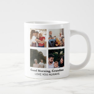 Caneca De Café Grande Bom Dia Vovó Colagem de Fotos Personalizada