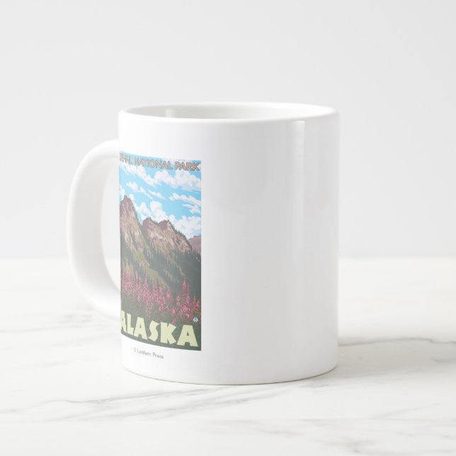 Caneca De Café Grande Bombas e Montanhas - Parque Denali Nat'l, (Frente Esquerda)