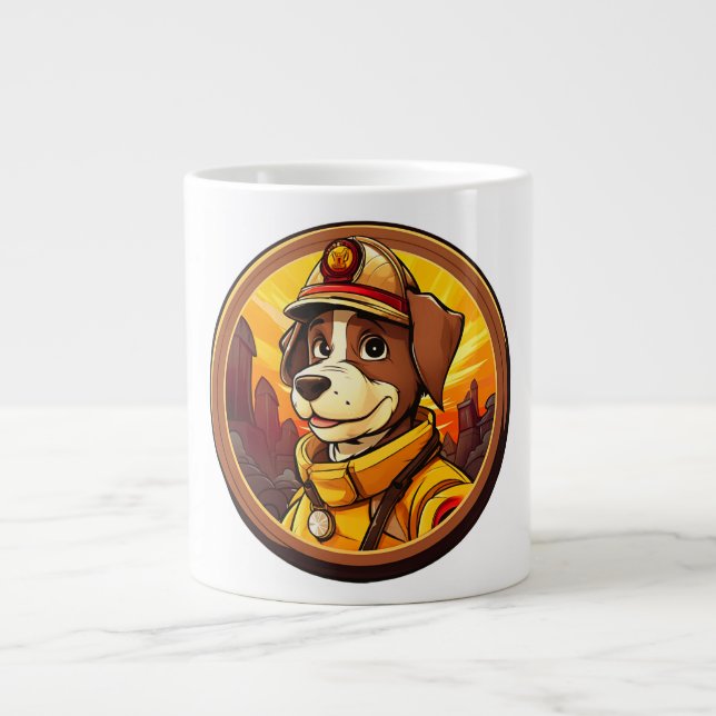 Caneca De Café Grande Bombeiro cães (Frente)