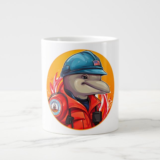 Caneca De Café Grande Bombeiro Golfinho (Frente)