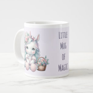 Caneca De Café Grande Boneca Pastel Kawaii Unicórnio com Cesto de Flores