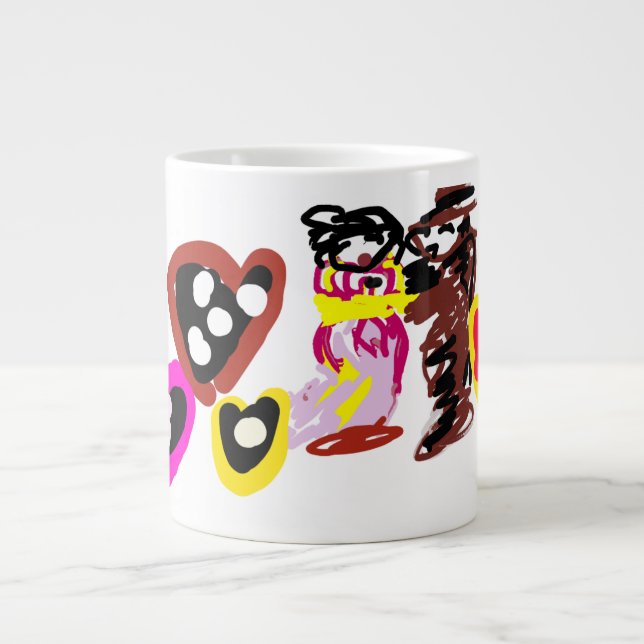 Caneca De Café Grande Bonecas doces do dia dos namorados (Frente)