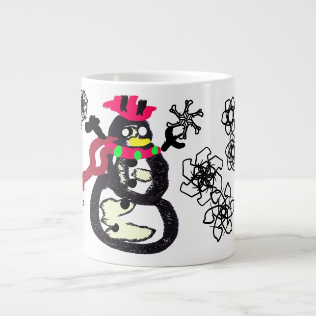Caneca De Café Grande Boneco de neve de inverno  (Frente)