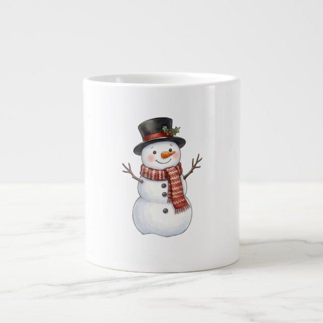 Caneca De Café Grande Boneco de Neve Feliz (Frente)