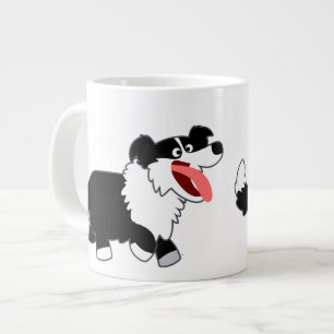 Caneca De Café Grande Bonita e Feliz Borda do Cartoon Collie Jumbo Mug