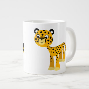 Caneca De Café Grande Bonita e Feliz Caricatura Cheetah Jumbo Mug