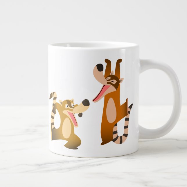 Caneca De Café Grande Bonita Joyful Cartoon Coatimundis (Direita)