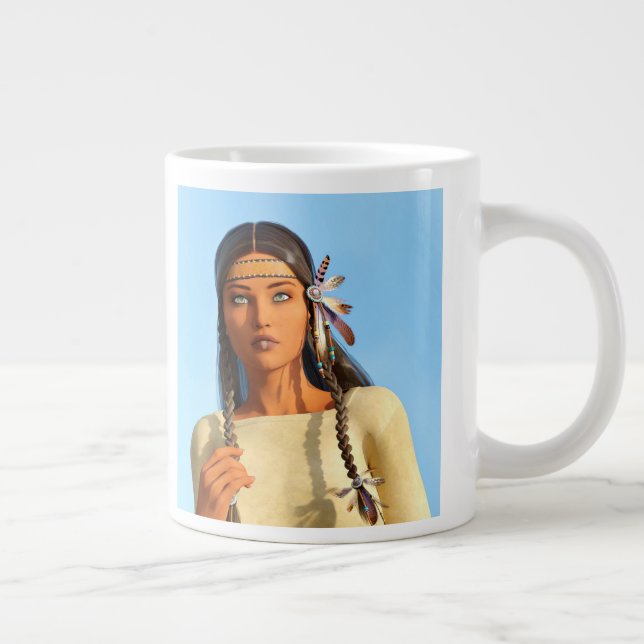Caneca De Café Grande Bonita roupa de Indígenas de mulher nativa america (Direita)