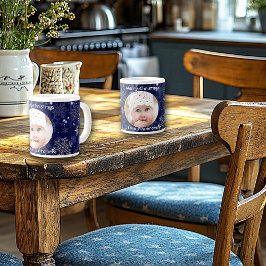 Caneca De Café Grande Bonito Azul, Feliz Natal, Flocos de Neve, Foto