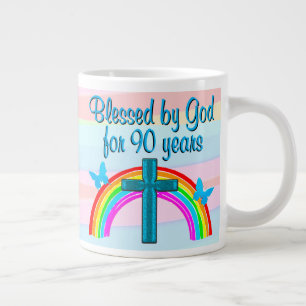 CANECA DE CAFÉ GRANDE BONITO BECIDO POR DEUS 90 DE ANIVERSÁRIO MUG