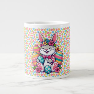 Caneca De Café Grande Bonito e colorido coelho da Páscoa havaiana/tropic