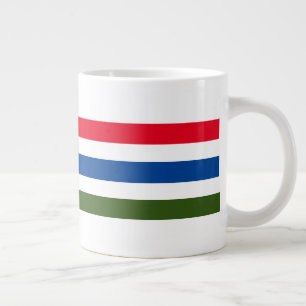 Caneca De Café Grande Bonito faixa verde azul-vermelha em fundo branco
