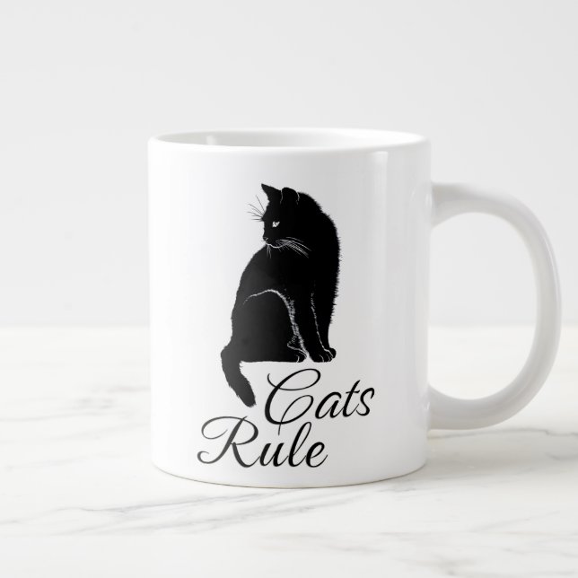 Caneca De Café Grande Bonito Gato De Volta - Regra De Gatos (Direita)