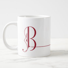 Caneca De Café Grande Bonito Monograma Elegante Minimalista B