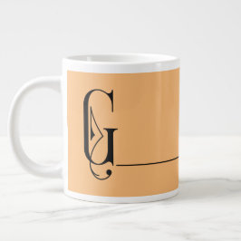 Caneca De Café Grande Bonito Monograma Elegante Minimalista G