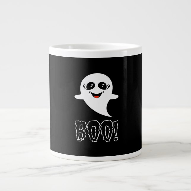 Caneca De Café Grande Boo! Pequeno Halloween Por Lucas (Frente)