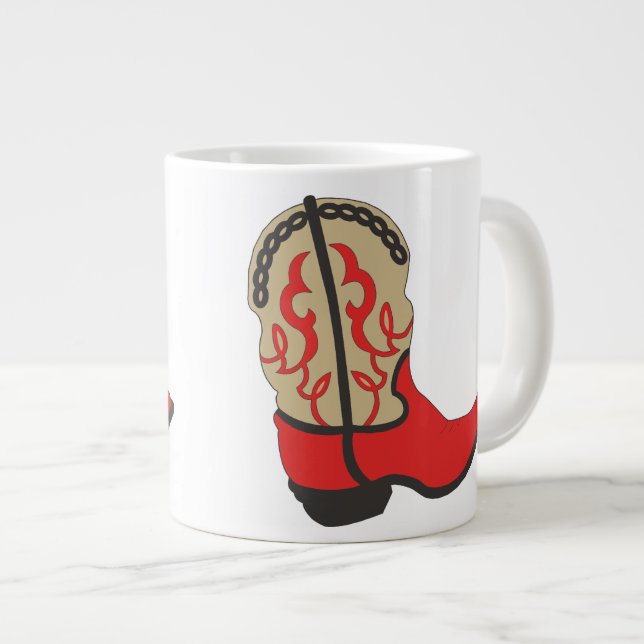Caneca De Café Grande Boot do Cowboy em Vermelho (Frente Esquerda)
