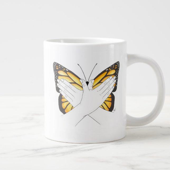 Caneca De Café Grande Borboleta Monarca na ASL (Direita)