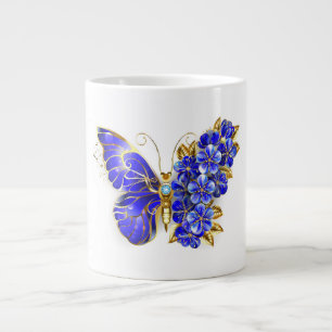 Caneca De Café Grande Borboleta Safira Flor