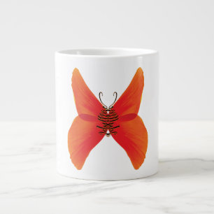 Caneca De Café Grande Borboleta Vermelha Laranja com o seu nome