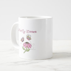 Caneca De Café Grande Borboletas beijando flores