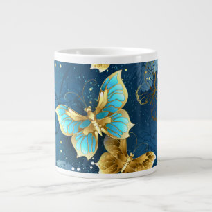 Caneca De Café Grande Borboletas douradas
