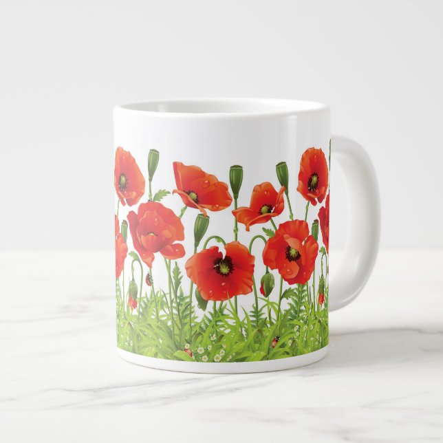 Caneca De Café Grande Borda horizontal com disquete vermelho (Frente Esquerda)