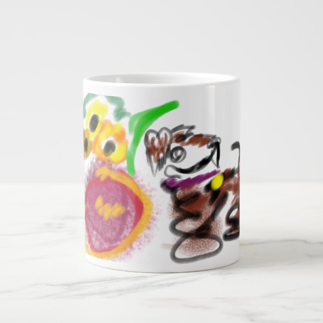 Caneca De Café Grande Border Collie sunflowers  (Frente)