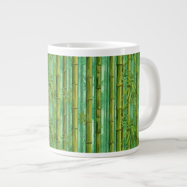 Caneca De Café Grande Bosque de Bambu Matizes de Verdes Quentes e Frios (Frente Esquerda)