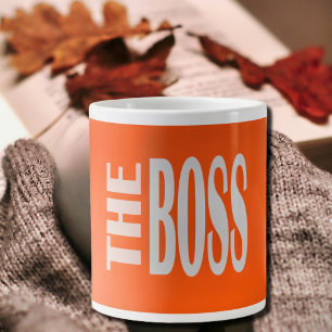 Caneca De Café Grande BOSS - texto em negrito - laranja neon
