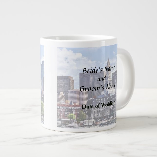 Caneca De Café Grande Boston Skyline com Torre Personalizada da Casa (Frente Esquerda)