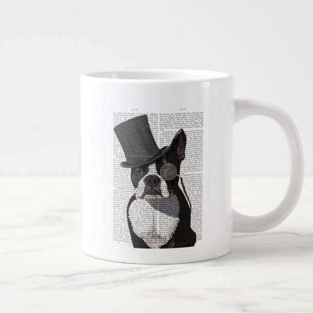 Caneca De Café Grande Boston Terrier, Formal Hound e Chapéu (Direita)