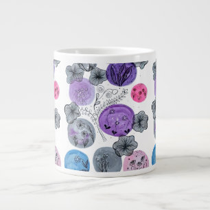 Caneca De Café Grande Botânica Artística em Aquarela