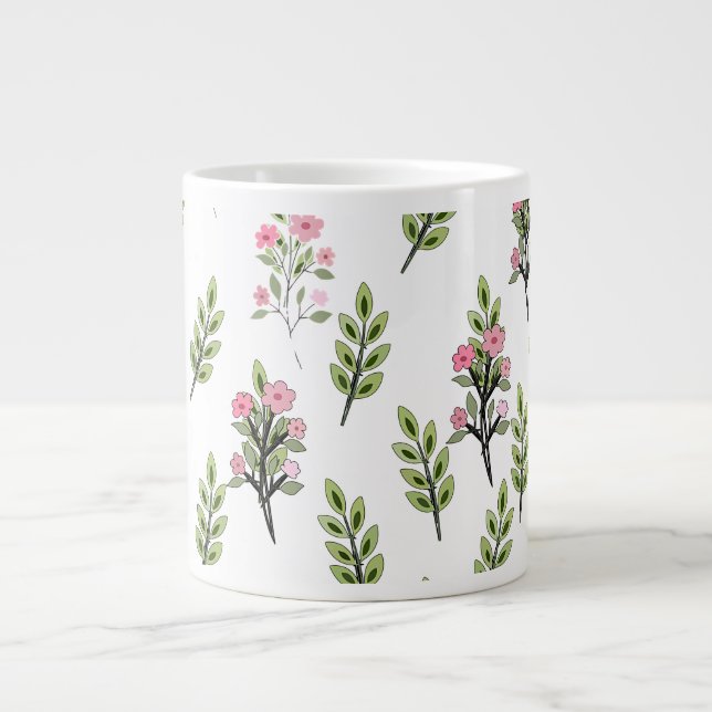 Caneca De Café Grande Bouquets Rosa (Frente)