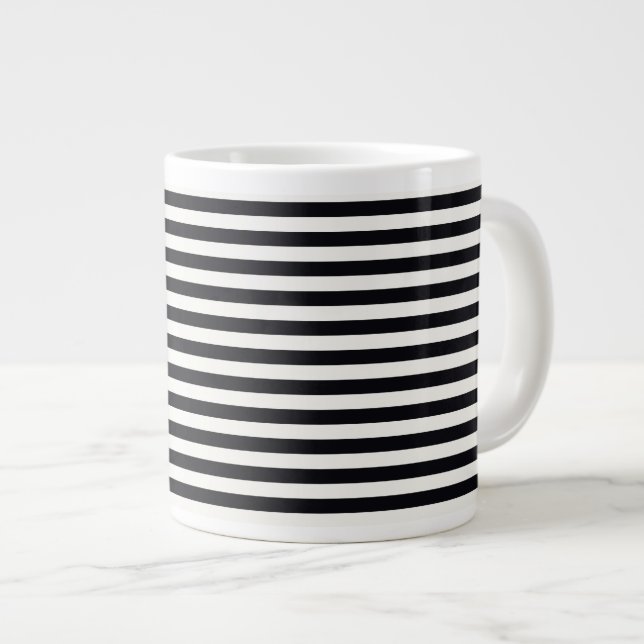 Caneca De Café Grande Boutique Stripes Preto e Branco - (Frente Esquerda)