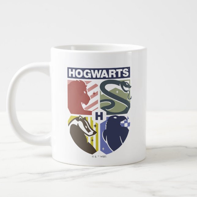 Caneca De Café Grande Brasão Estampado Vintage HOGWARTS™ (Esquerda)