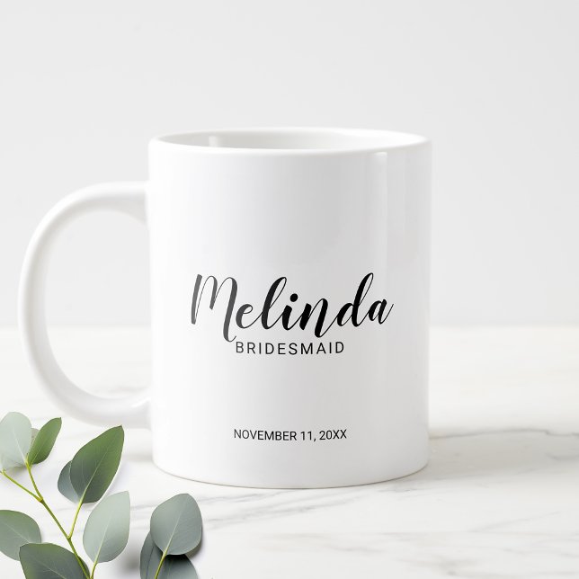 Caneca De Café Grande Bridesmaids Personalizados de Script Moderno - Cof (Criador carregado)