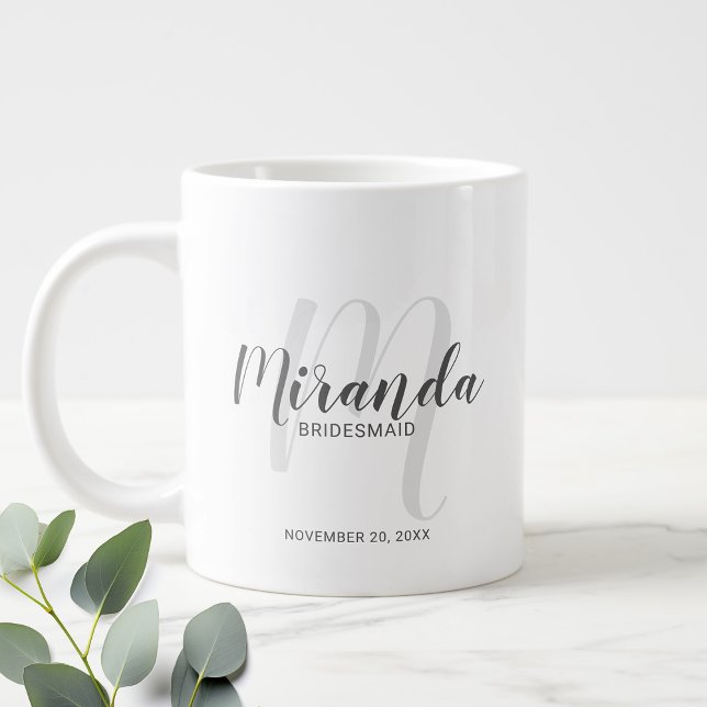 Caneca De Café Grande Bridesmaids Personalizados de Script Moderno - Cof (Criador carregado)