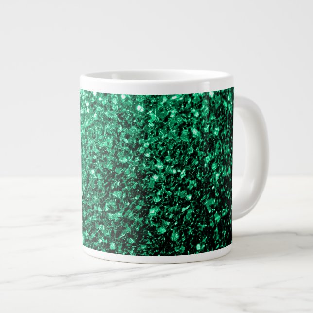Caneca De Café Grande Brilho falso esmeralda verde (Frente Esquerda)