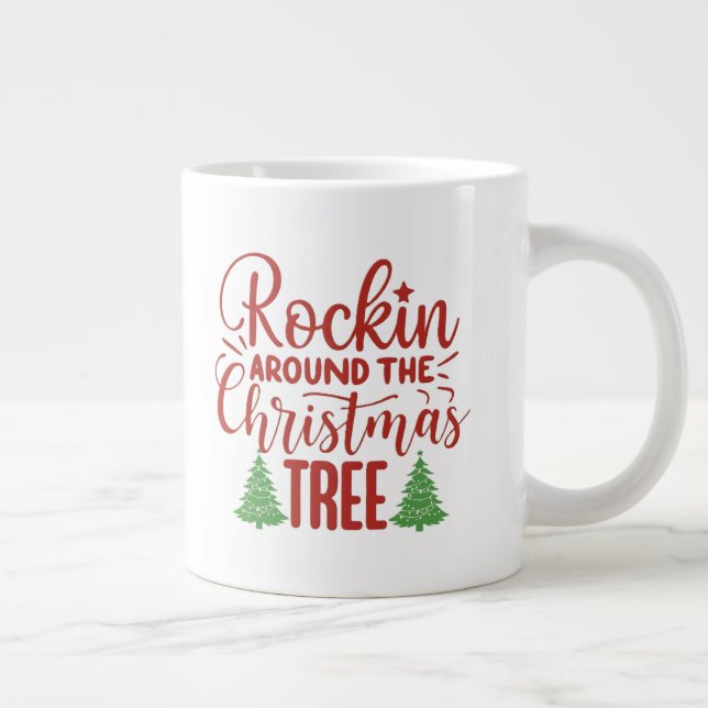 Caneca De Café Grande Brincando em Volta da Árvore de Natal (Direita)